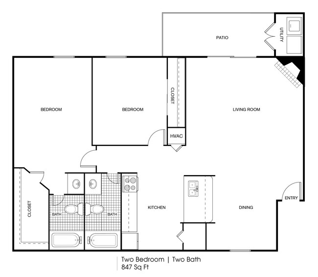 2 bedroom 2 bath 0804A floor plan